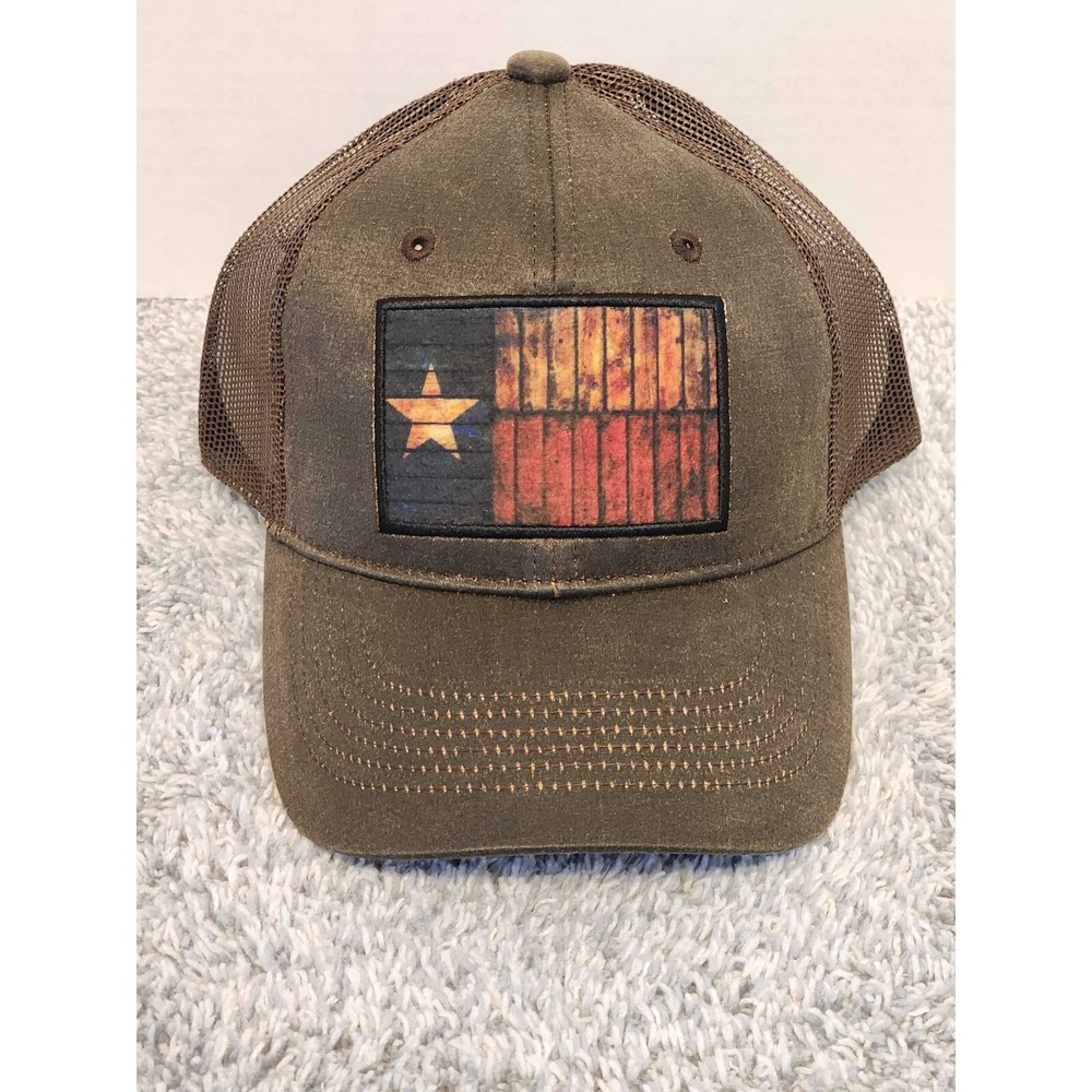 Texas Flag Rustic Patch Trucker Snapback Hat Cap by Outdoor Cap Brown OSFA NWT